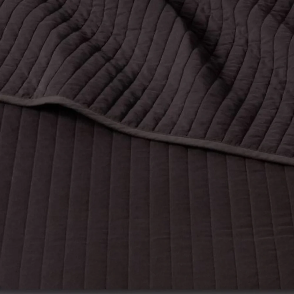 THRESHOLD NWT washed cotton sateen quilt -black -full/queen